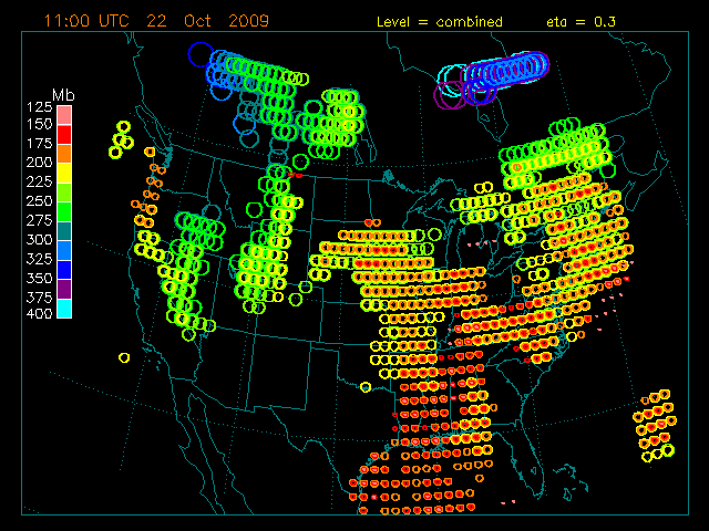  Contrail prediction for current hour at 0.3% eff